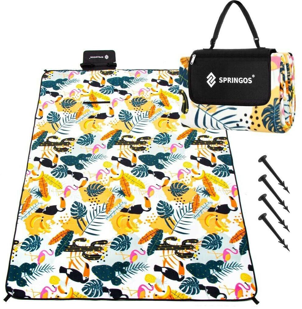 Springos Picnic blanket 200 x 200 cm, seat pad, seat mat, garden blanket, aluminum foil, ground anchor Coperte da picnic